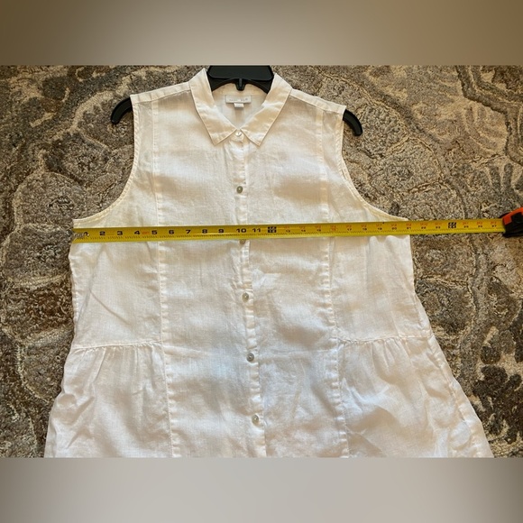 Love Linen J. Jill White Sleeveless Tank Top Beach Summer Shirt Tunic L Button - Picture 7 of 7
